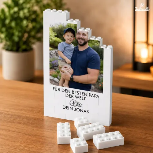 Personalisierter LEGO-Fotostand als Geschenk für den besten Papa