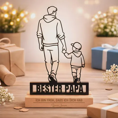 Personalisierter Line-Art-Aufsteller als Geschenk für Papa